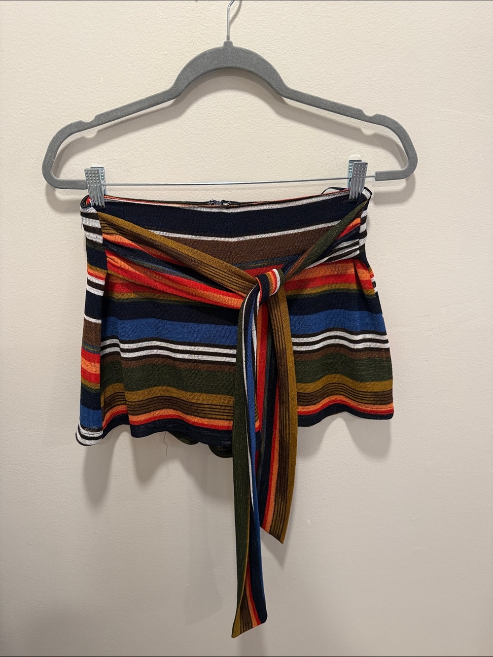 Striped Tie-Waist Knit Shorts โ Multi